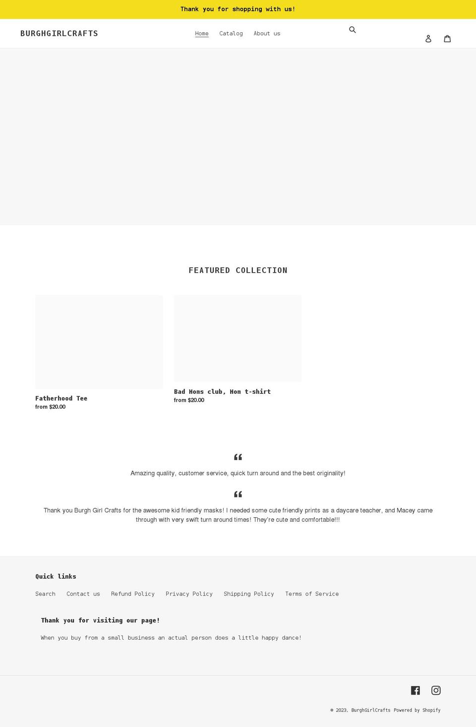 burghgirlcrafts.com shopify website screenshot