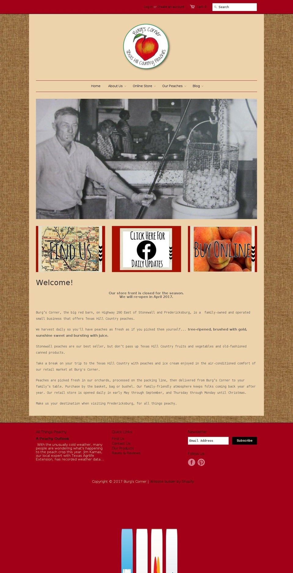 burgscorner.com shopify website screenshot