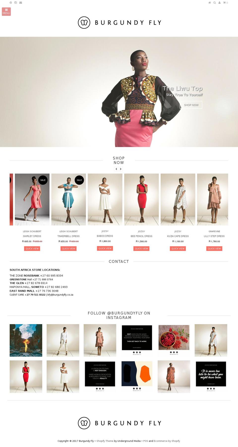 burgundyfly.com shopify website screenshot