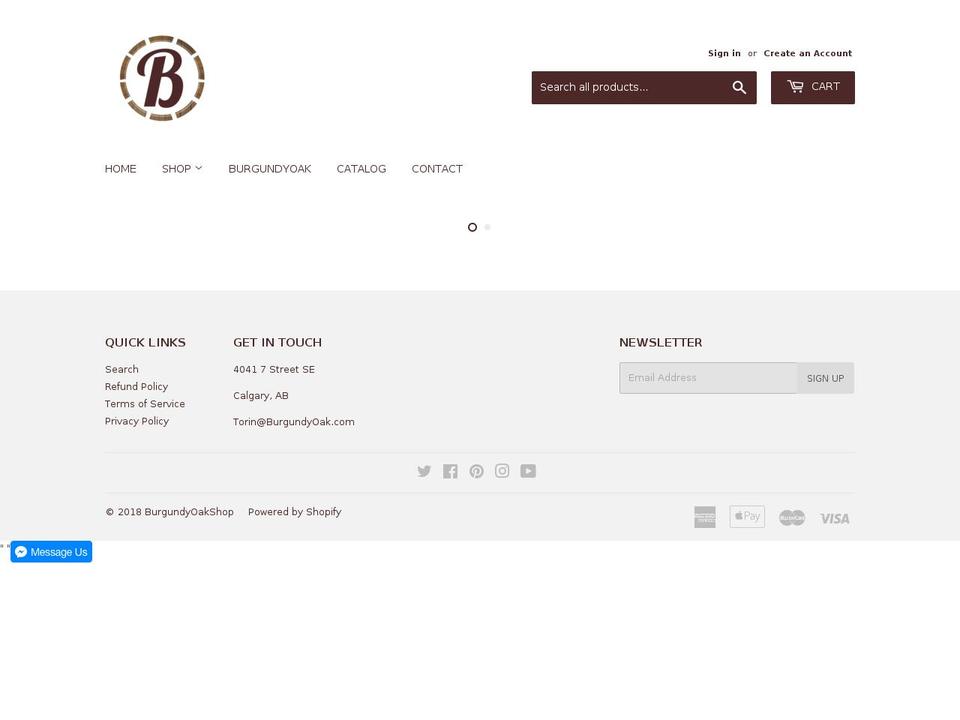 burgundyoakshop.com shopify website screenshot