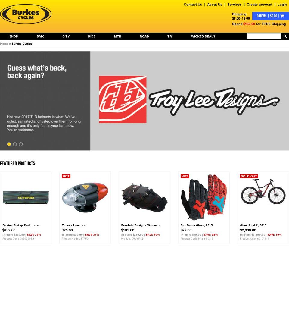 burkescycles.co.nz shopify website screenshot