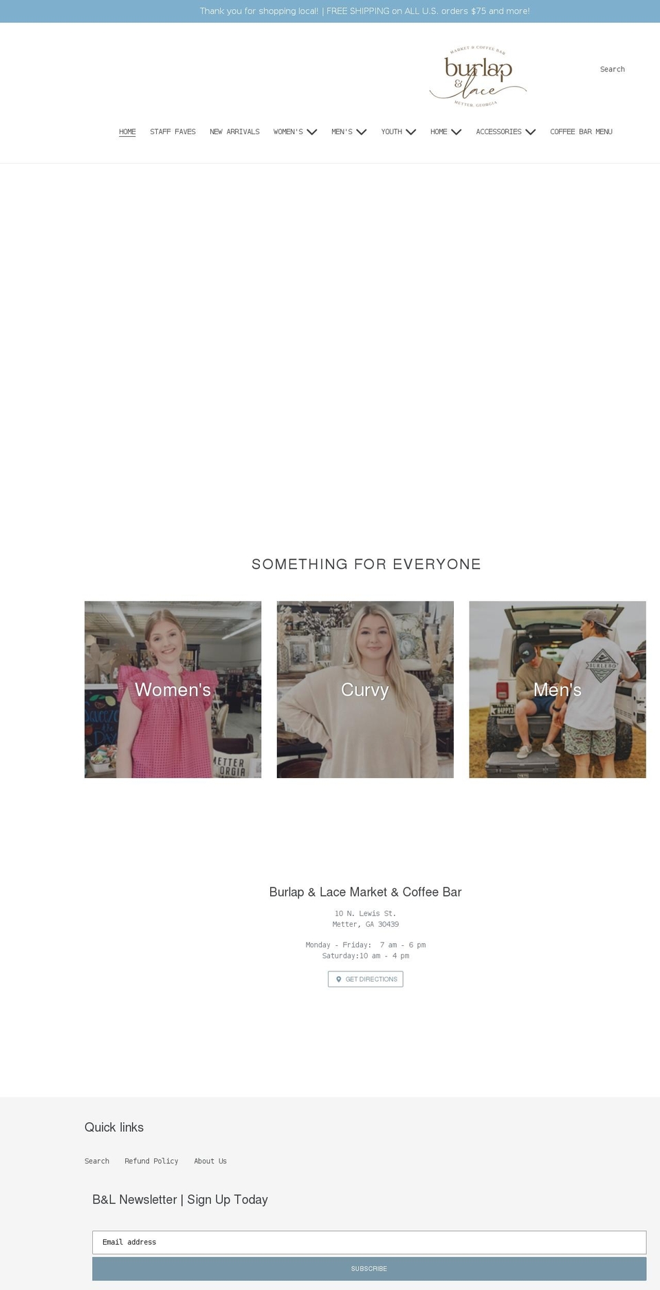 burlapandlacemetterga.com shopify website screenshot