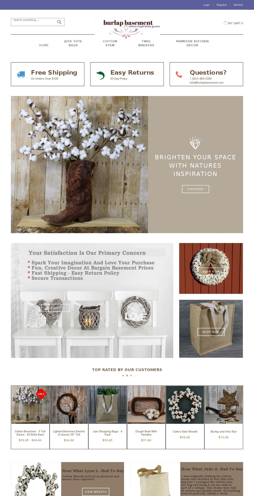 burlapbasement.com — Shopify storefront screenshot