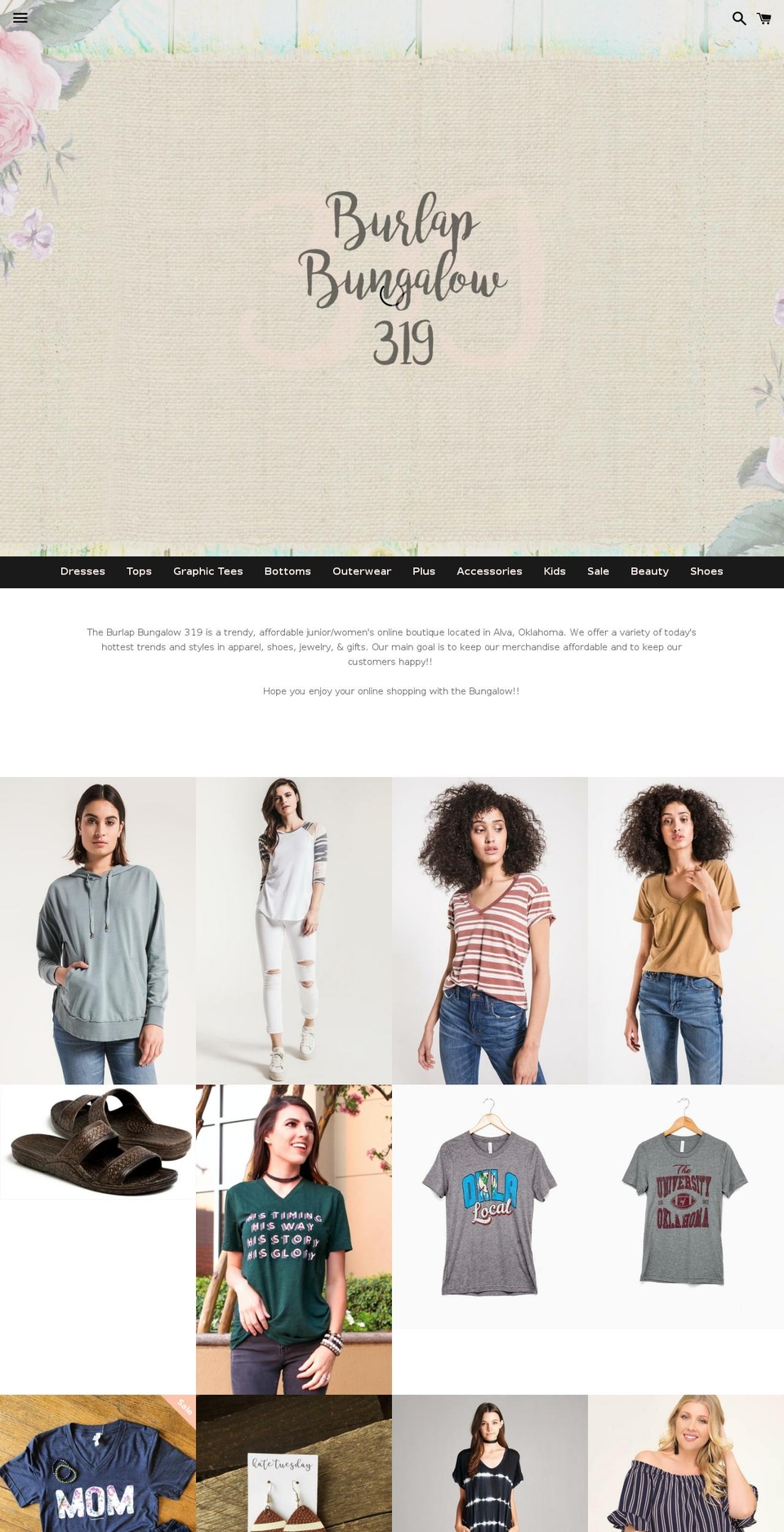 burlapbungalow319.com shopify website screenshot