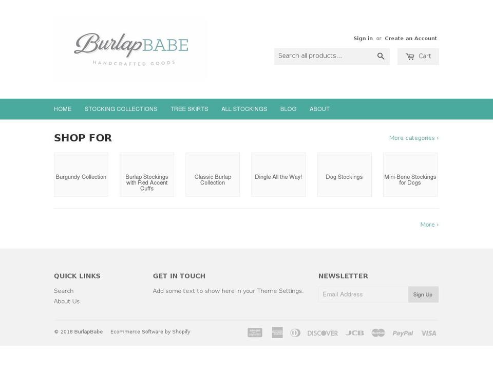 burlapchristmasstocking.com — Shopify storefront screenshot