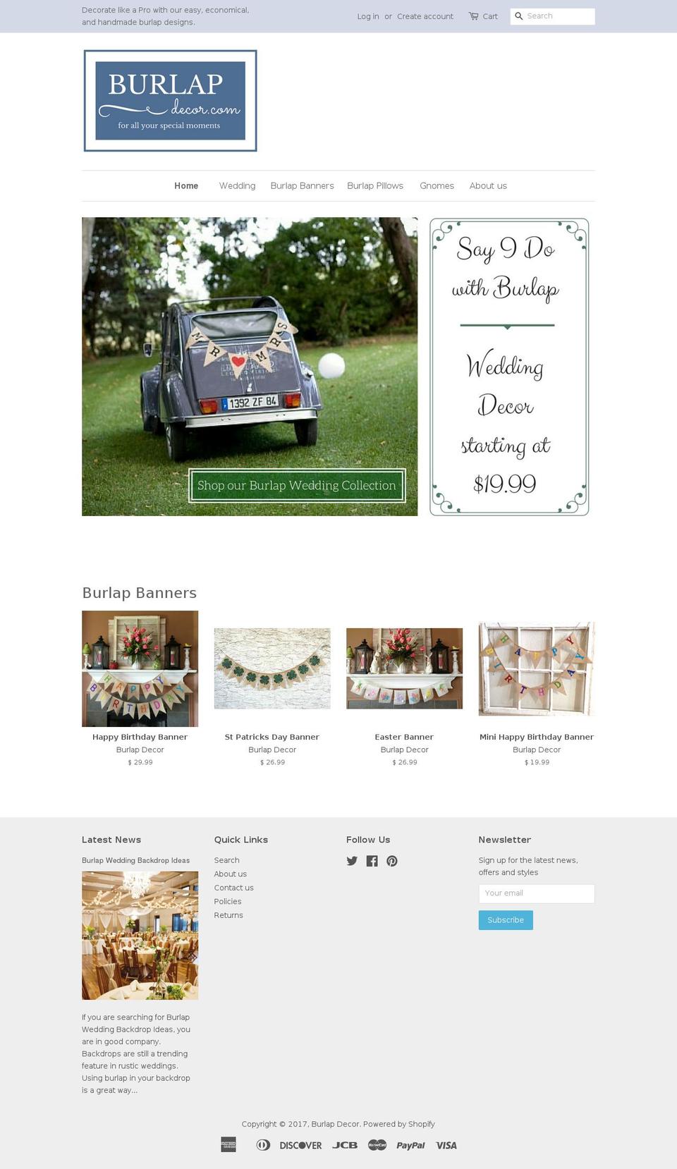 burlapdecor.com shopify website screenshot