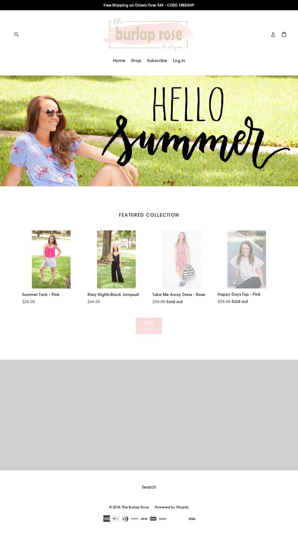 burlaprose.com — Shopify storefront screenshot