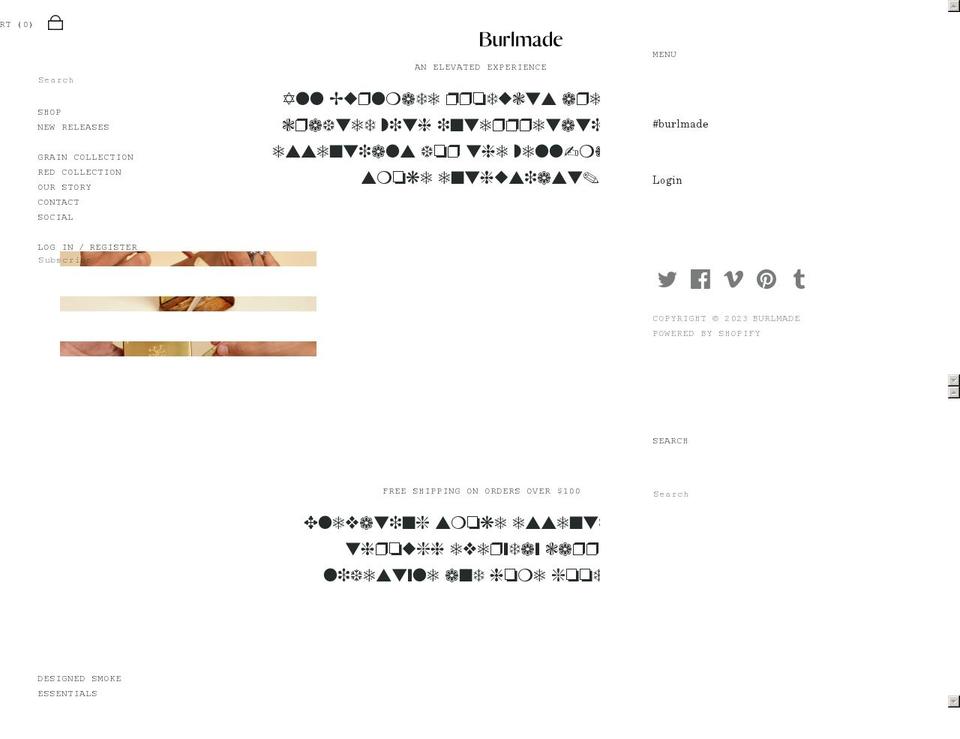 burlmade.com — Shopify storefront screenshot