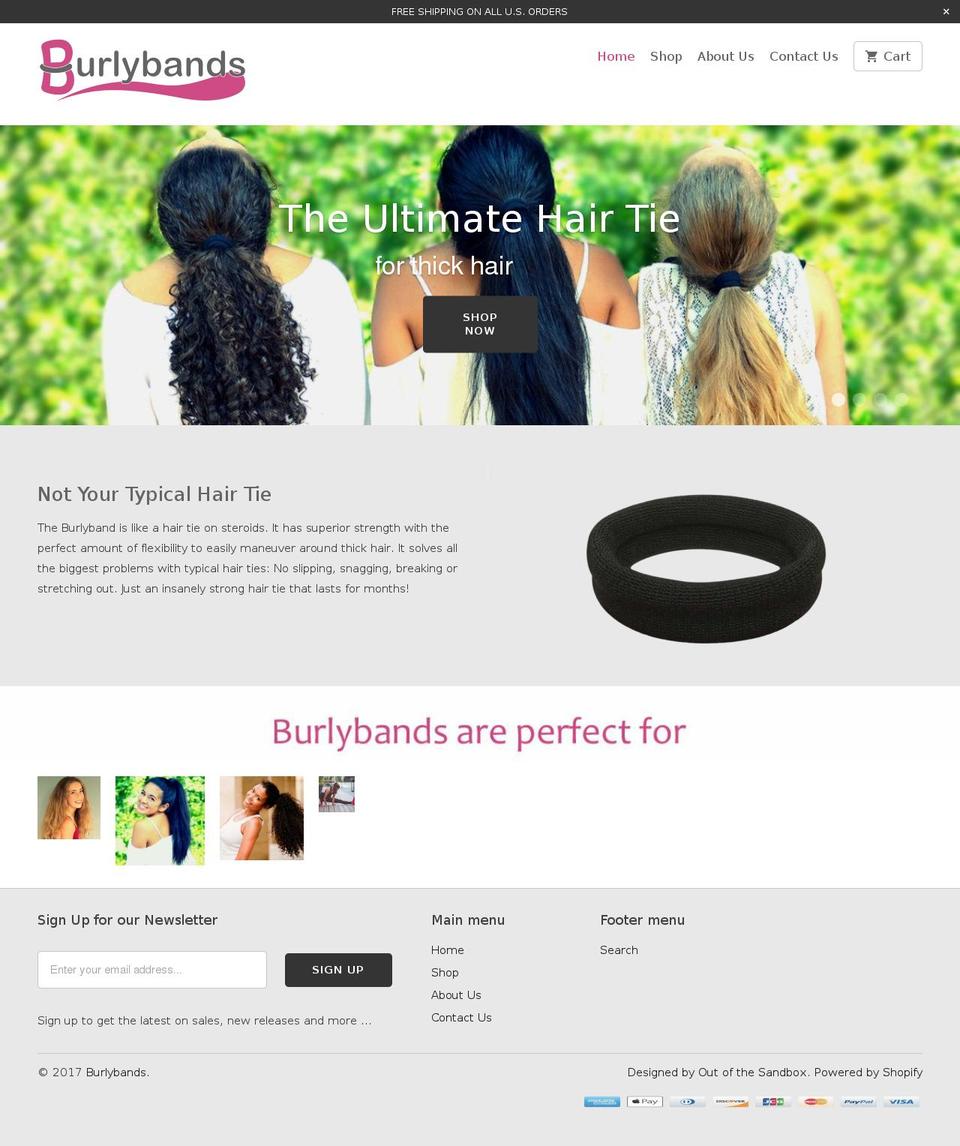 burlybands.com shopify website screenshot