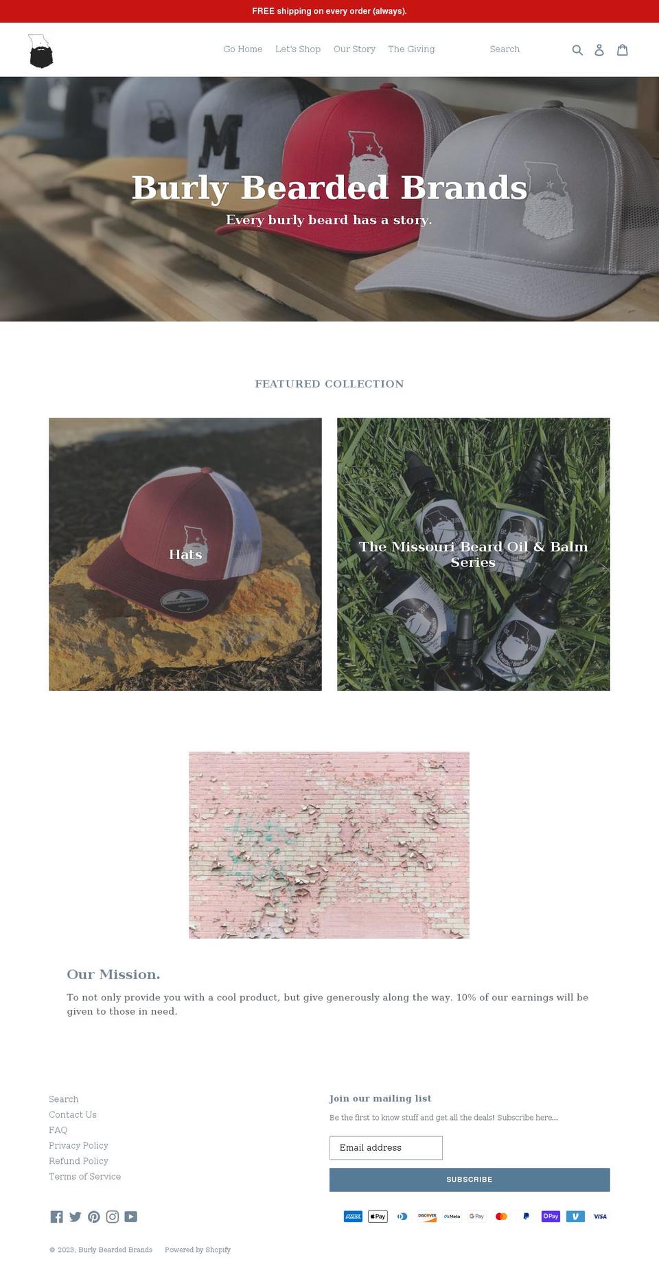burlybeardedbrands.com shopify website screenshot