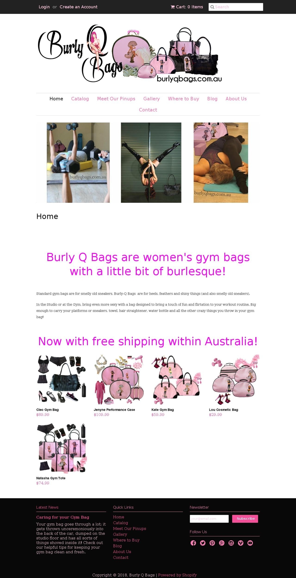 burlyqbags.com — Shopify storefront screenshot