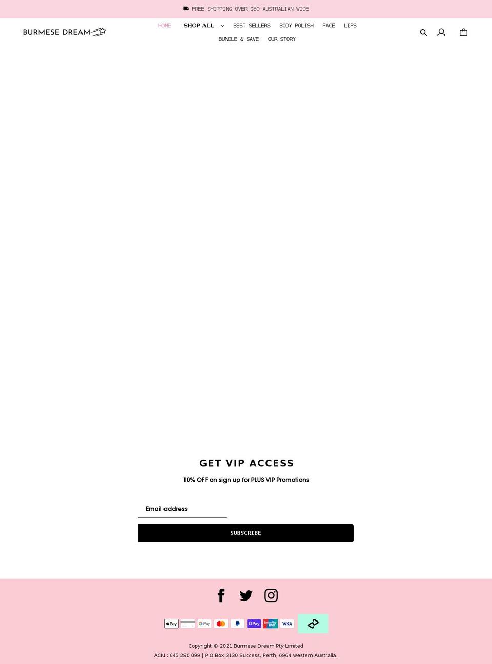 burmesedream.com shopify website screenshot