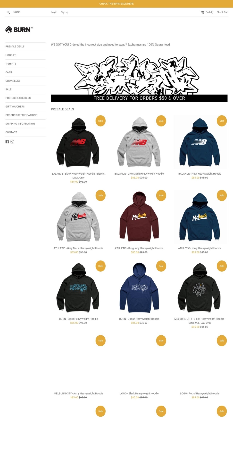 burn.clothing shopify website screenshot