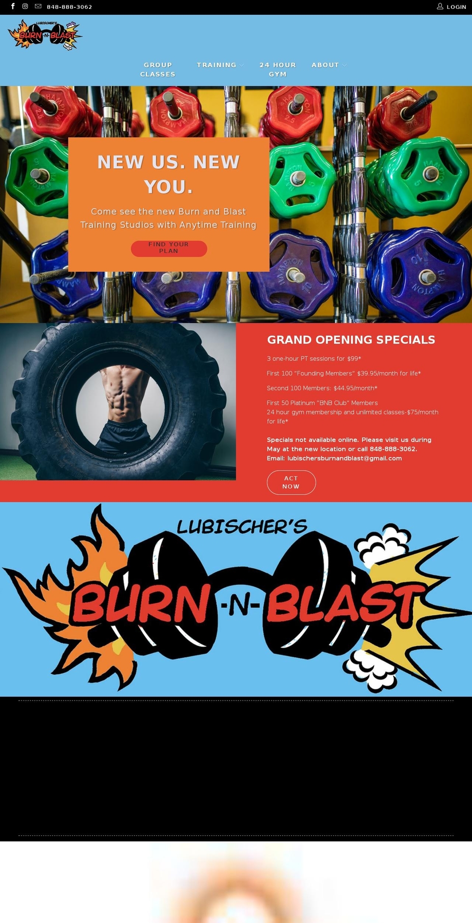 burnandblasttraining.com shopify website screenshot