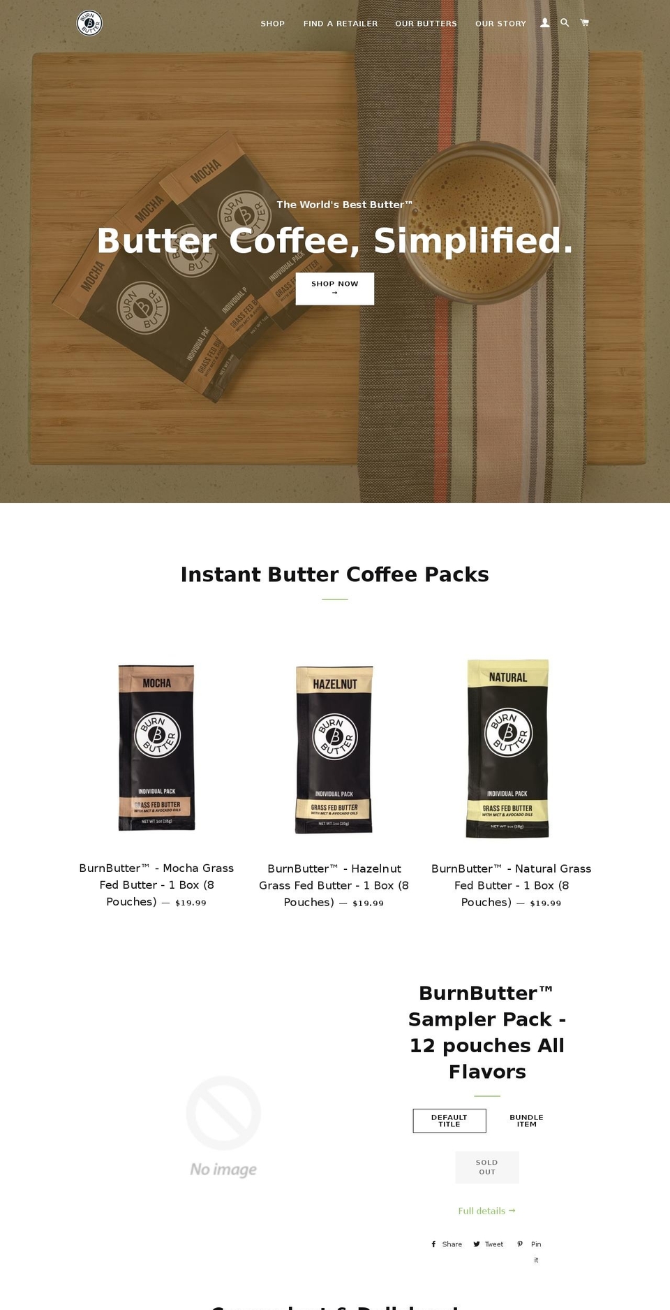 burnbutter.com shopify website screenshot