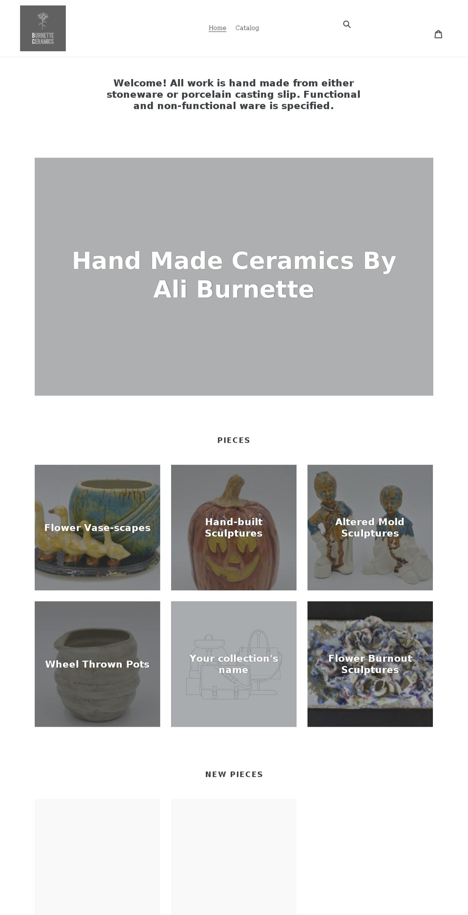 burnetteceramics.com shopify website screenshot