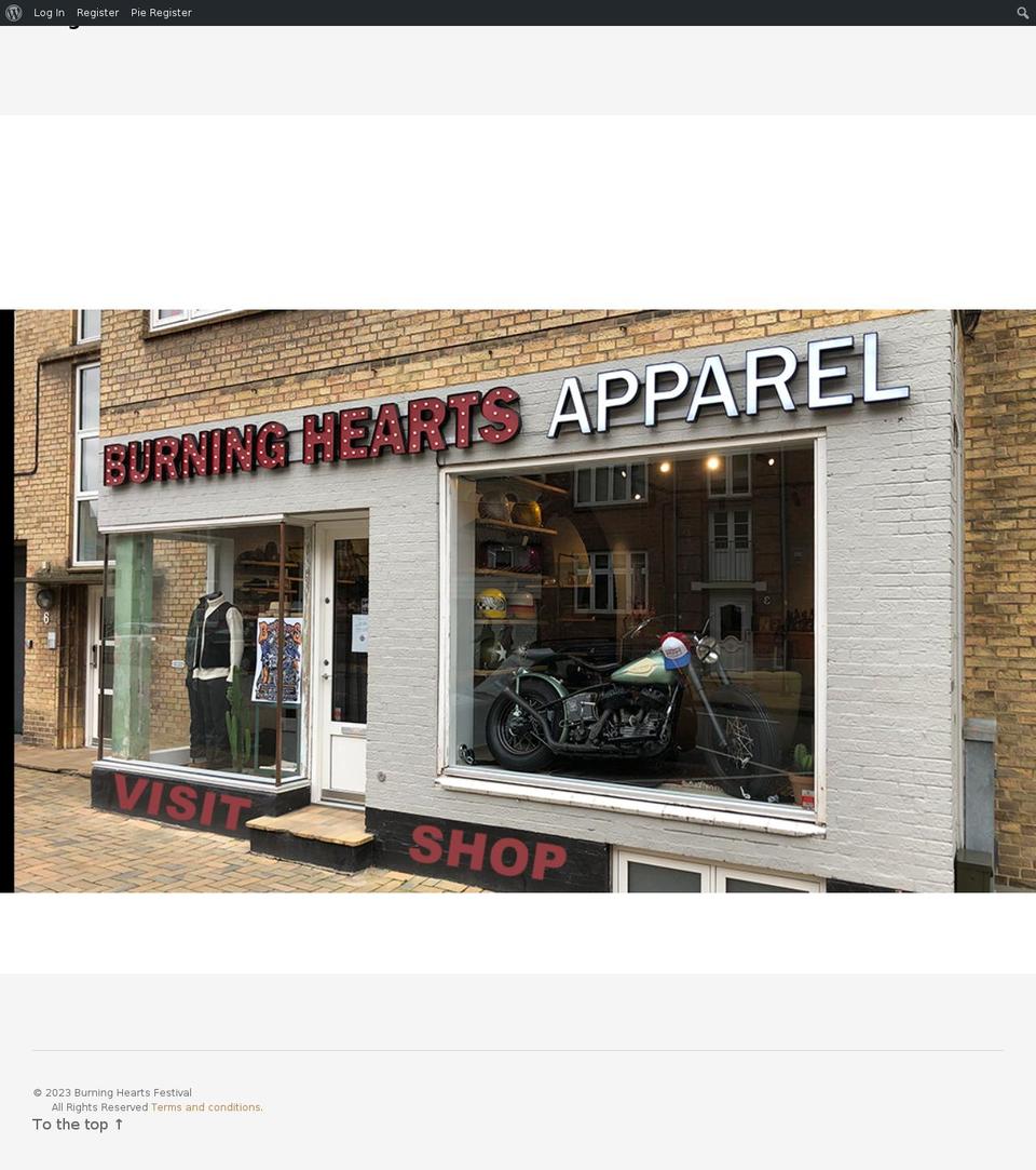 burningheartsfestival.com — Shopify storefront screenshot