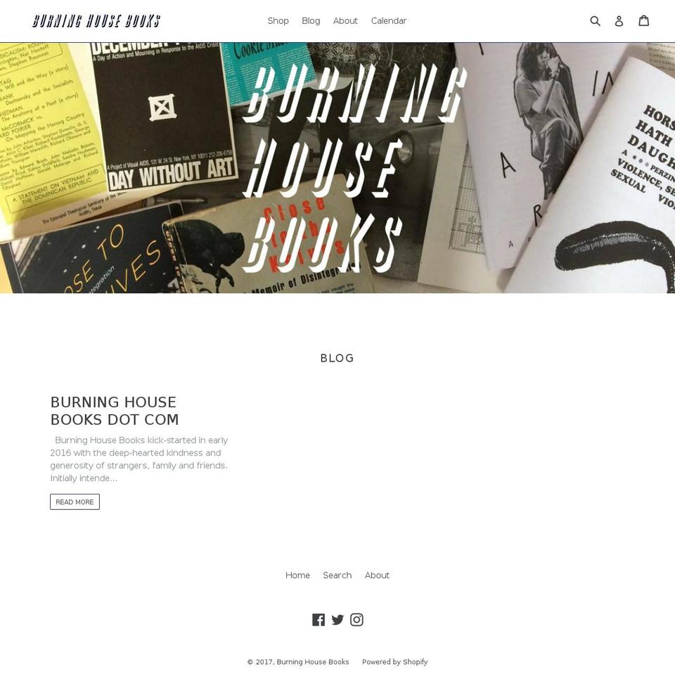 burninghousebooks.com shopify website screenshot