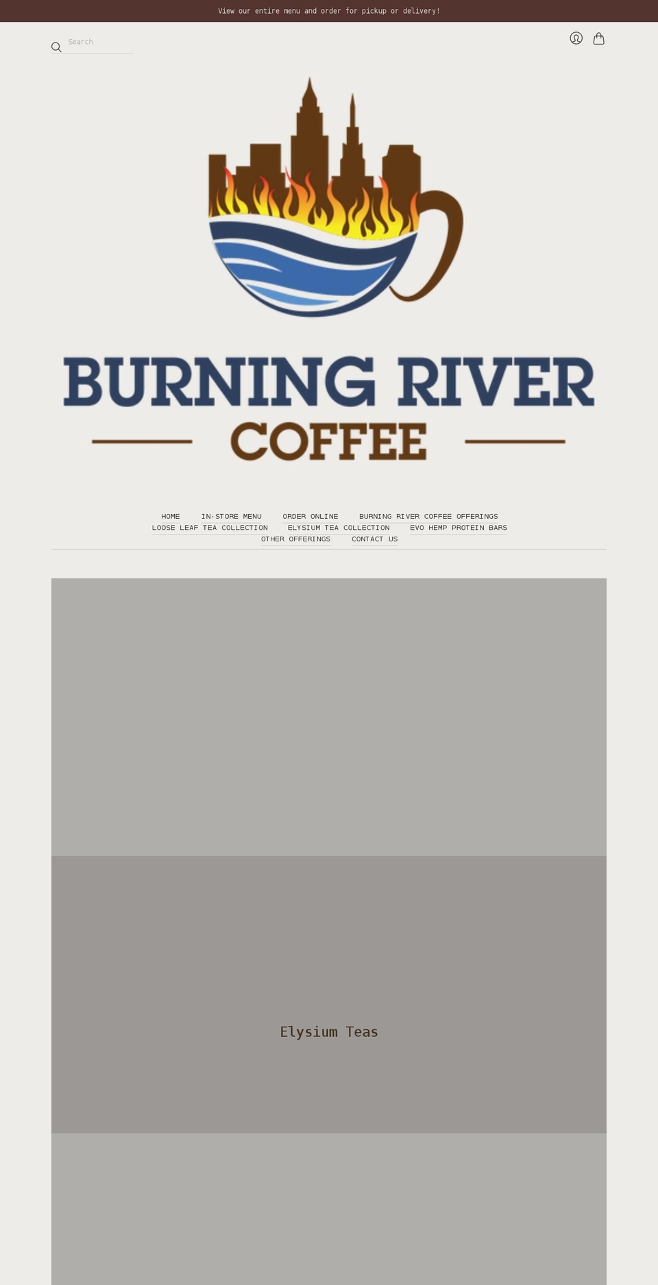 burningrivercoffeecle.com shopify website screenshot
