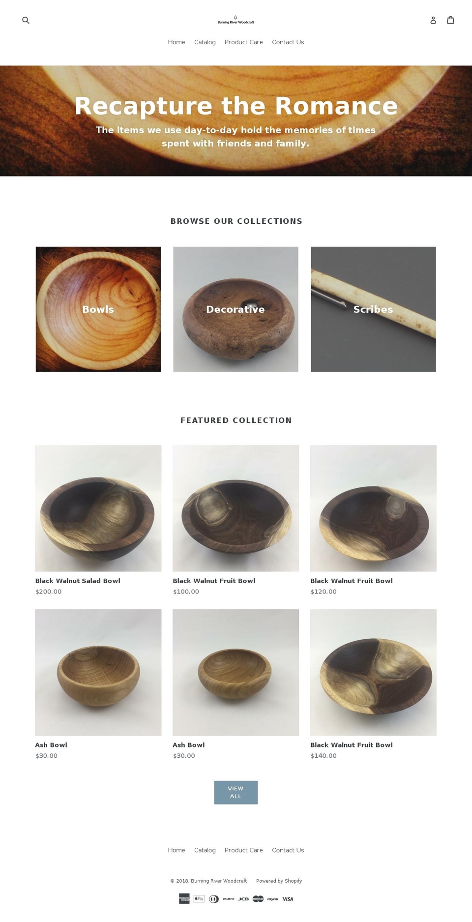 burningriverwoodcraft.com — Shopify storefront screenshot