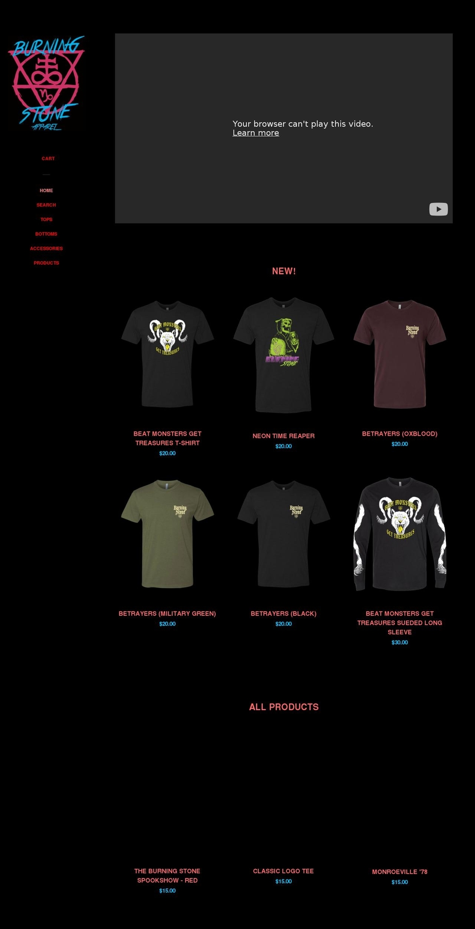burningstone.net shopify website screenshot