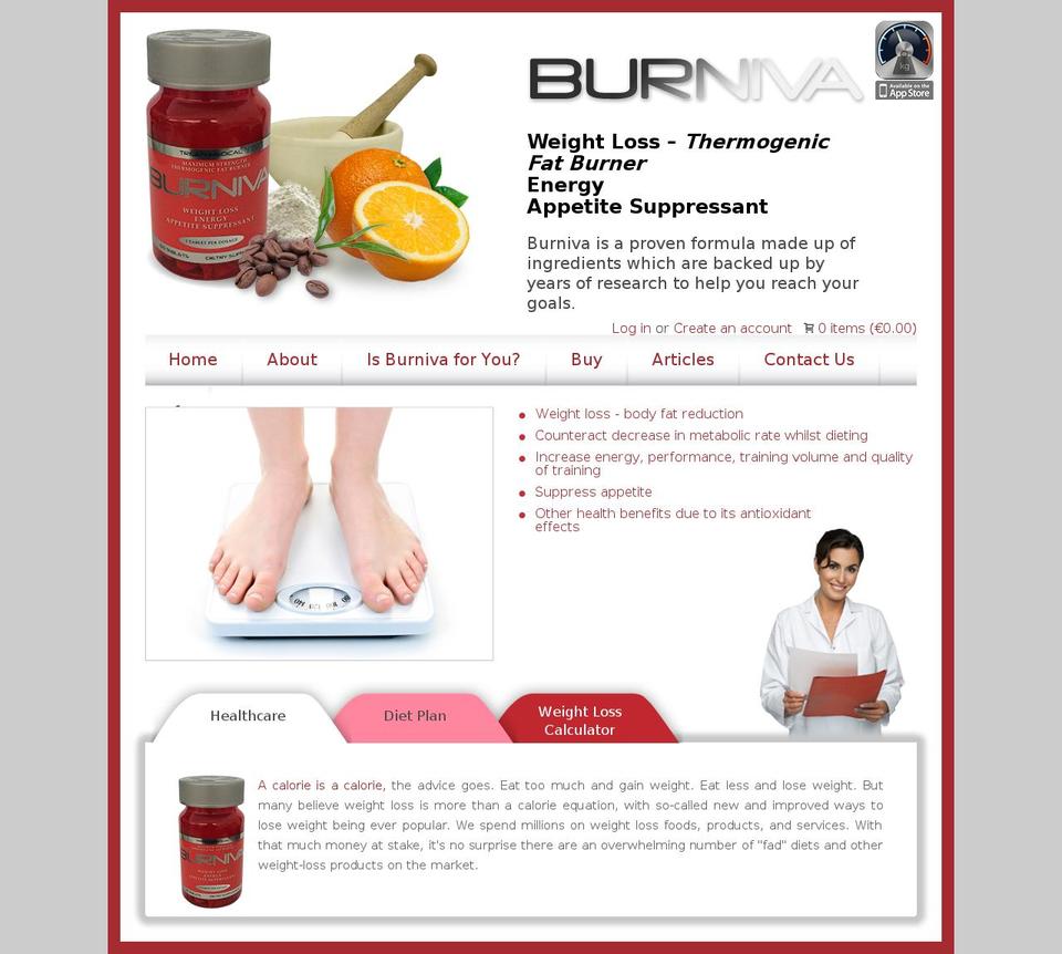 burniva.com shopify website screenshot