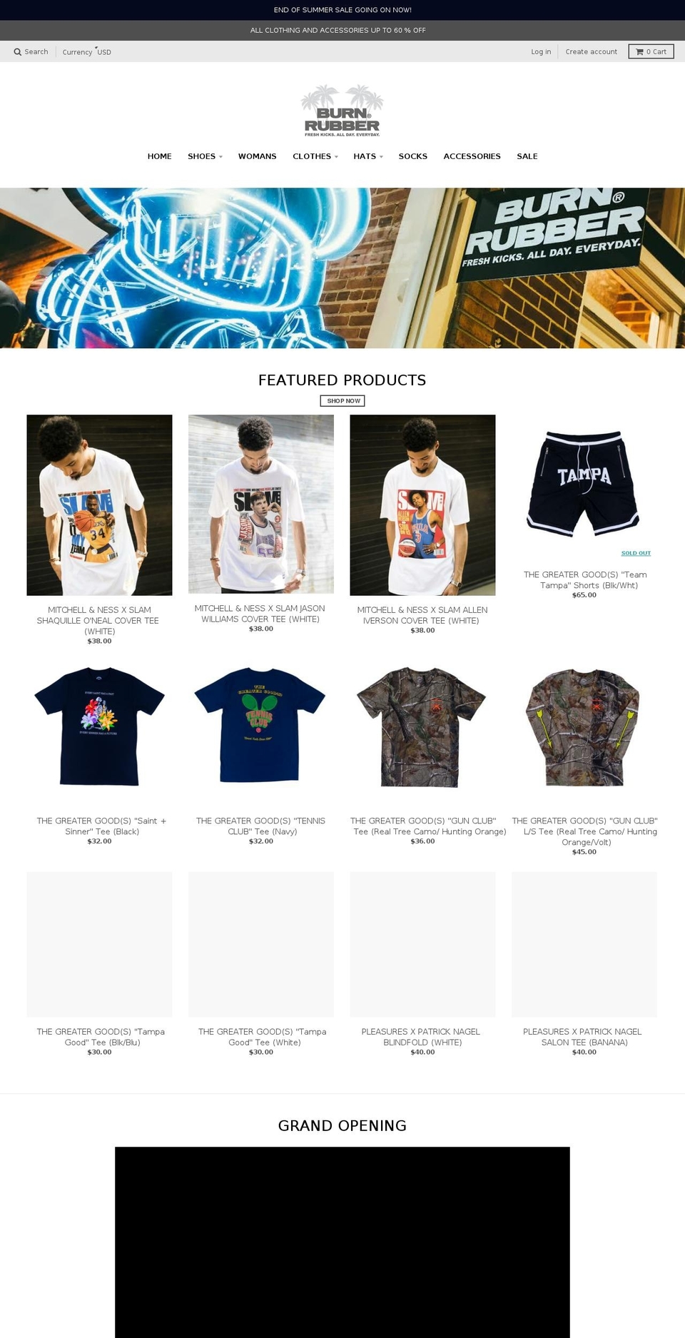 burnrubbertampa.com — Shopify storefront screenshot