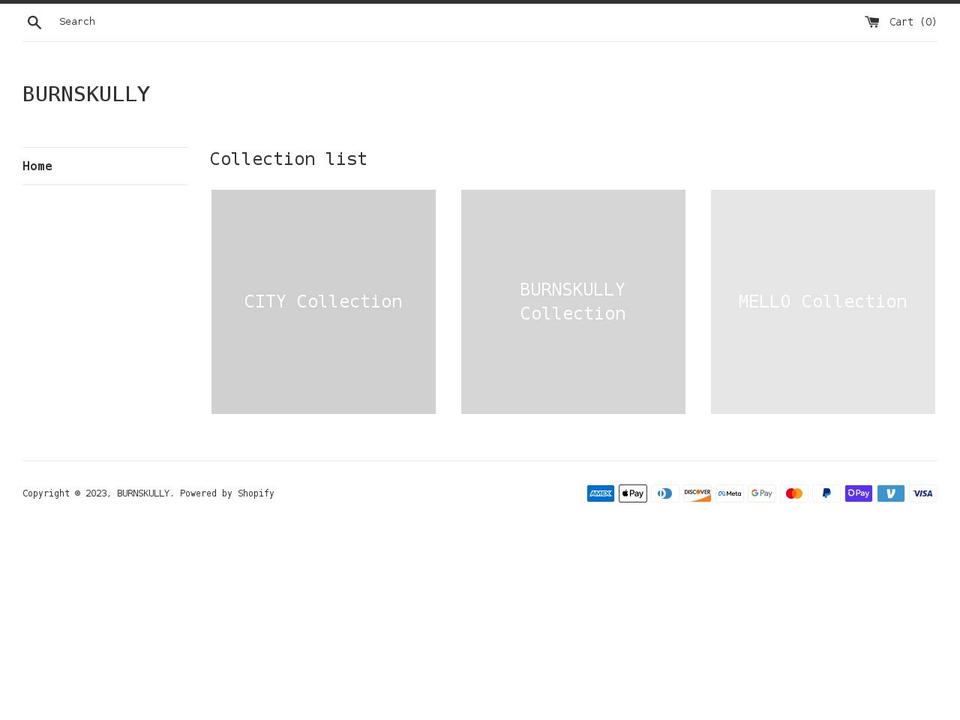 burnskully.com shopify website screenshot