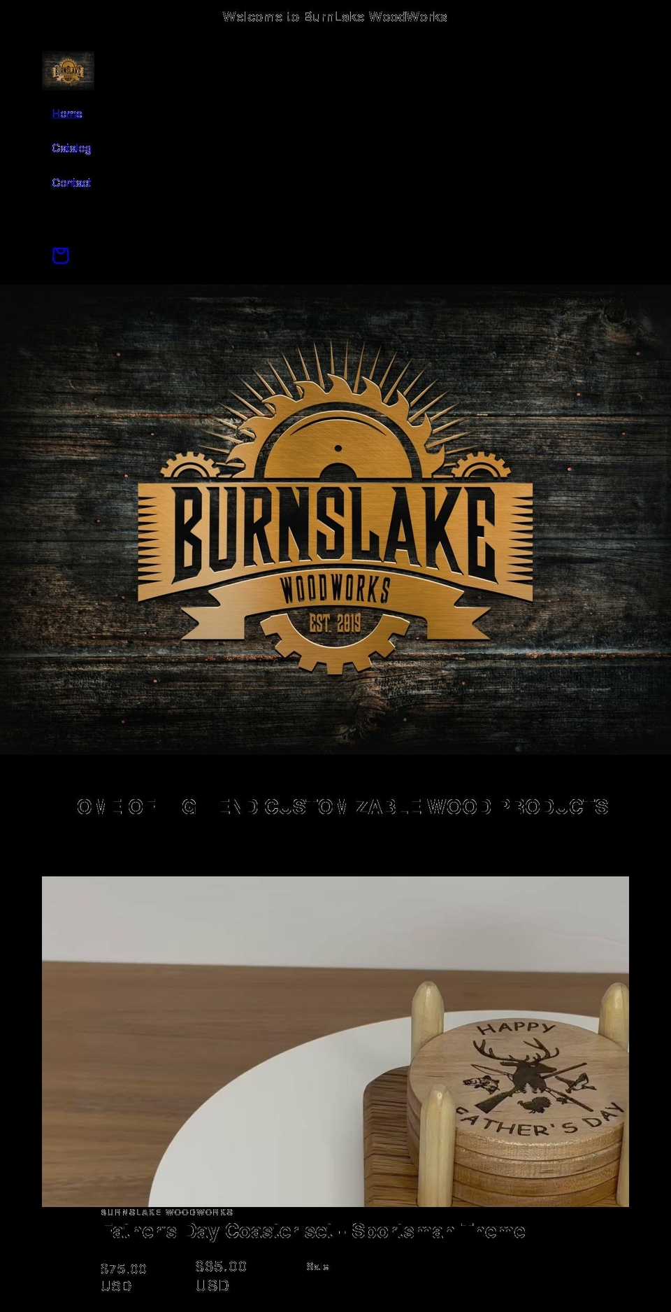 burnslakewoodworks.com shopify website screenshot