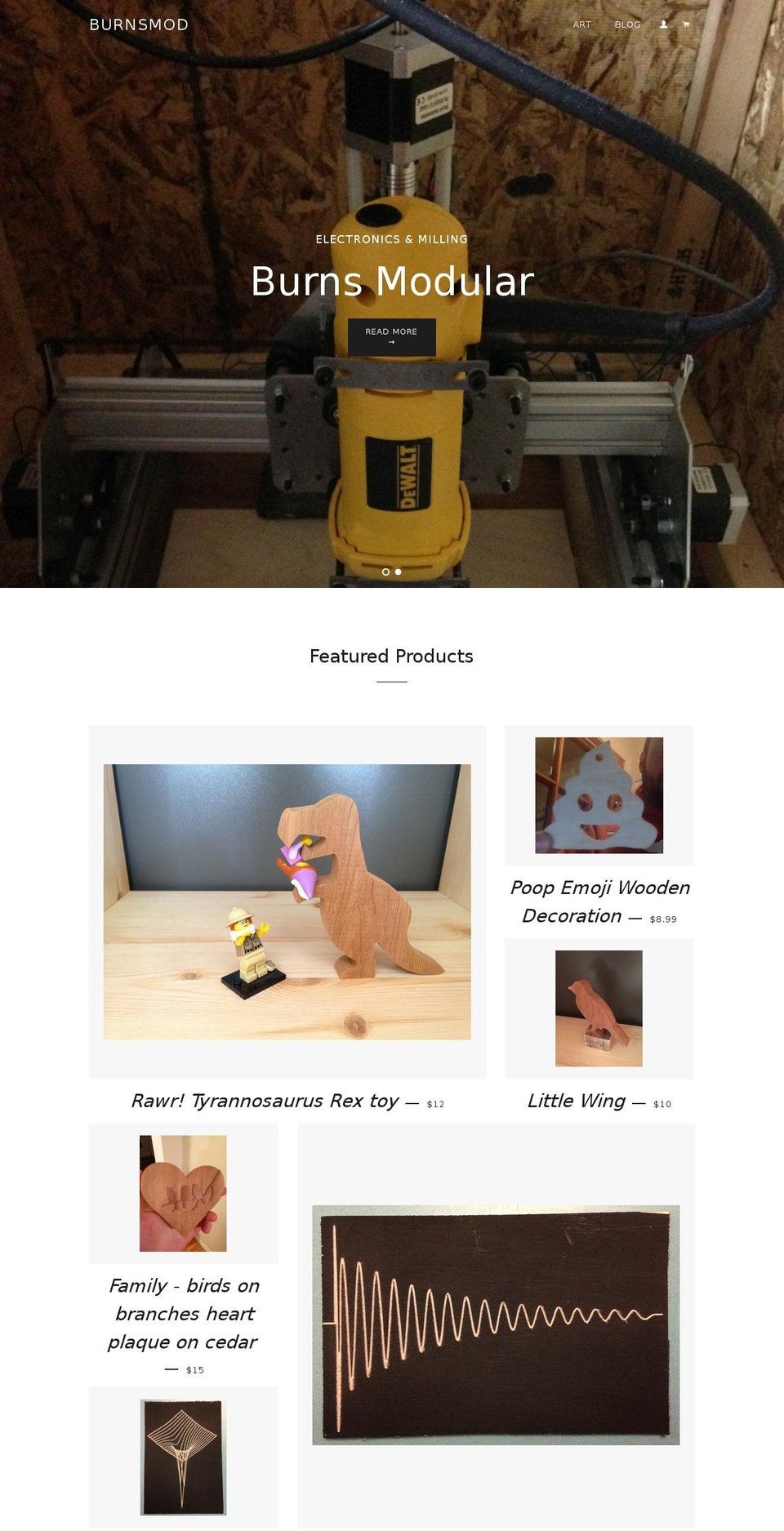 burnsmod.com shopify website screenshot