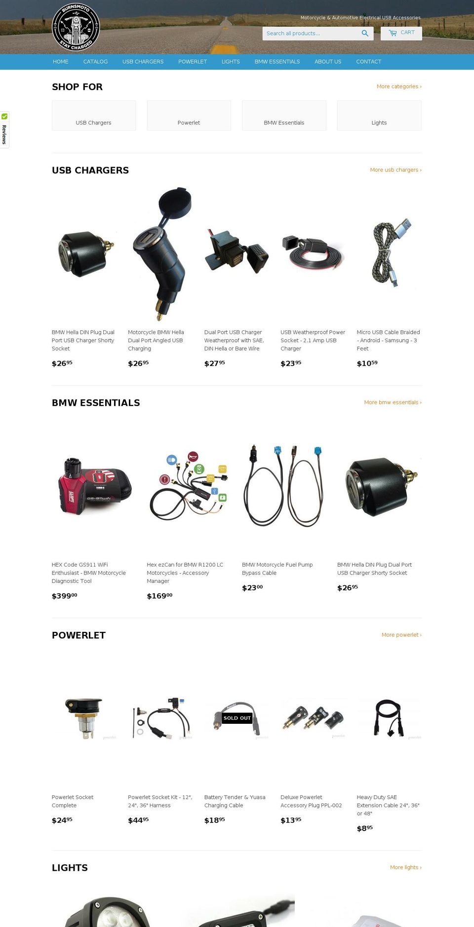 burnsmotorcycles.com shopify website screenshot