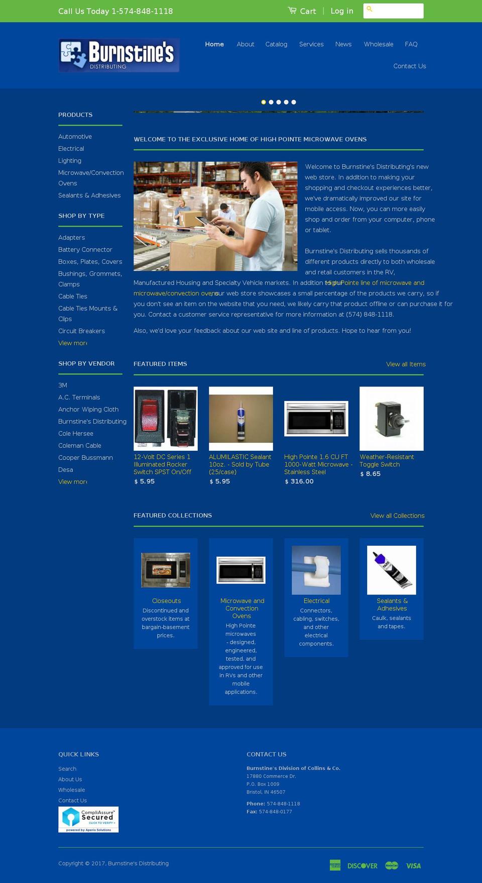 burnstines.com shopify website screenshot