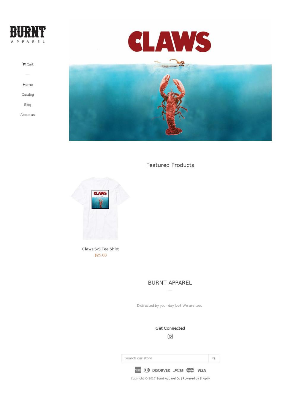 burntapparel.com shopify website screenshot