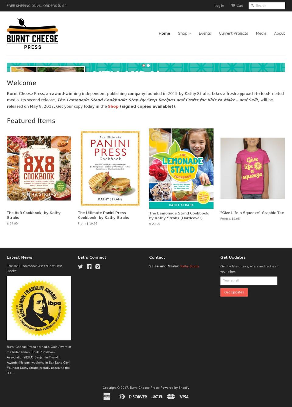 burntcheesepress.com shopify website screenshot