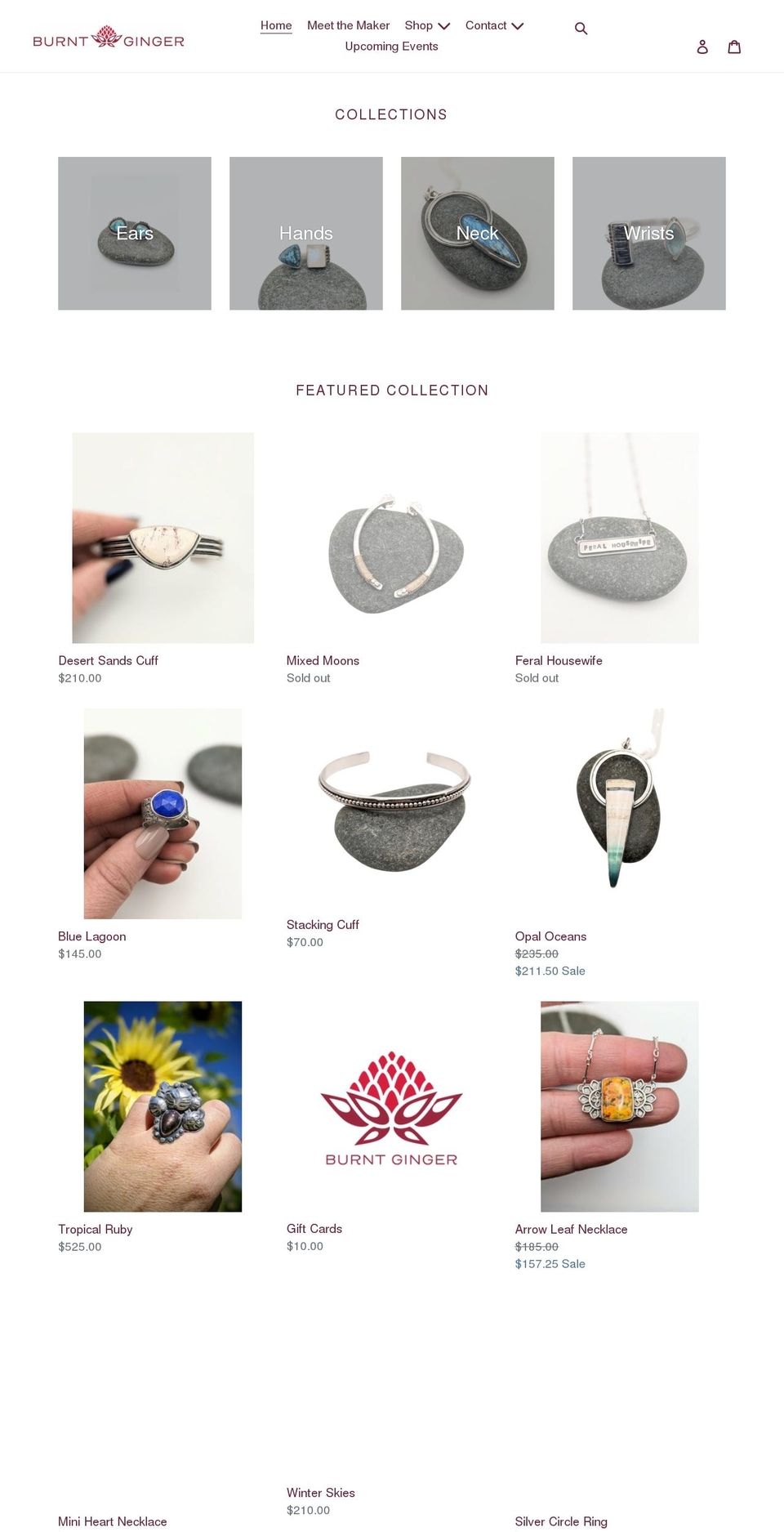 burntgingerstudios.com shopify website screenshot