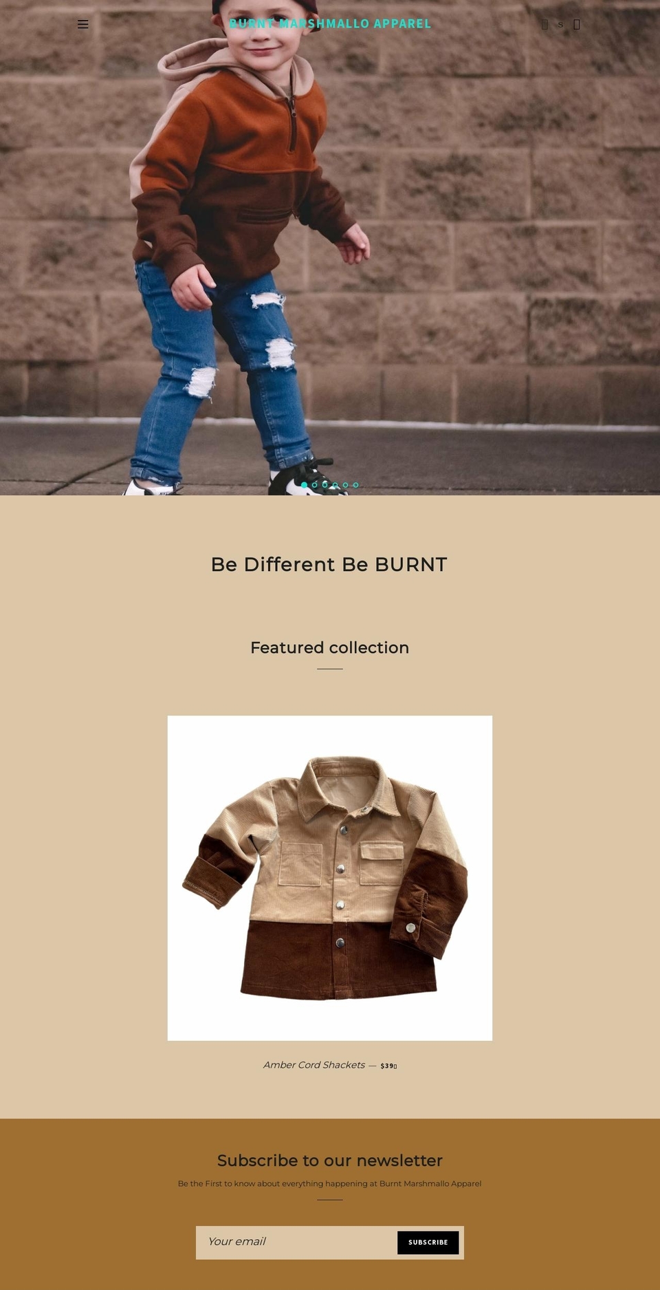 burntmarshmalloapparel.com — Shopify storefront screenshot