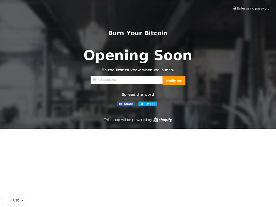 burnyourbitcoin.com — Shopify storefront screenshot