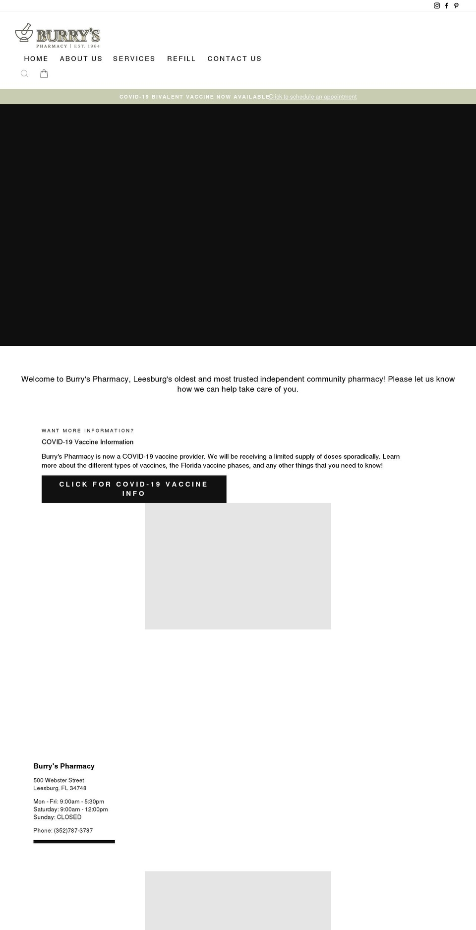 burryspharmacy.com shopify website screenshot