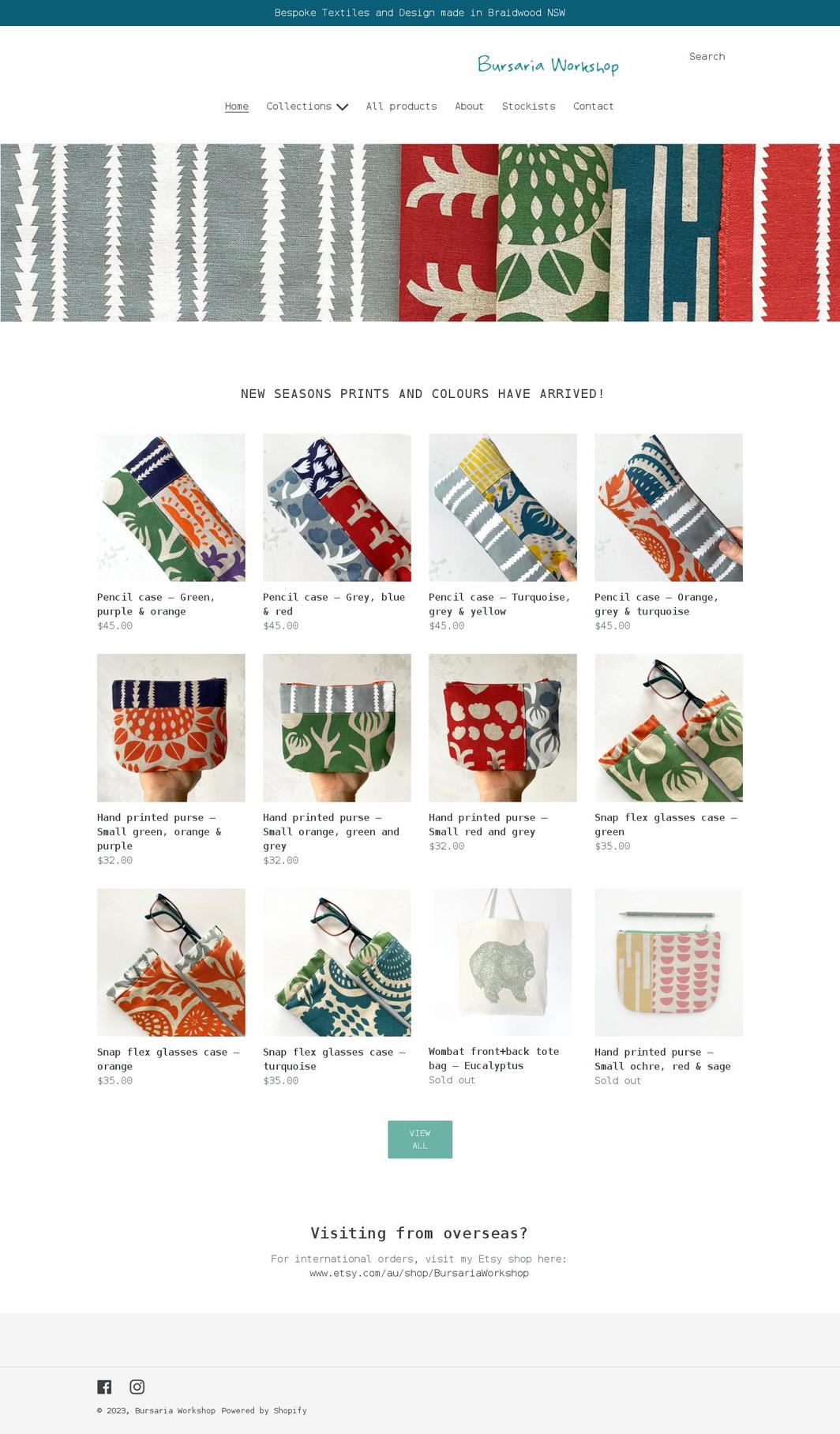 bursariaworkshop.com shopify website screenshot