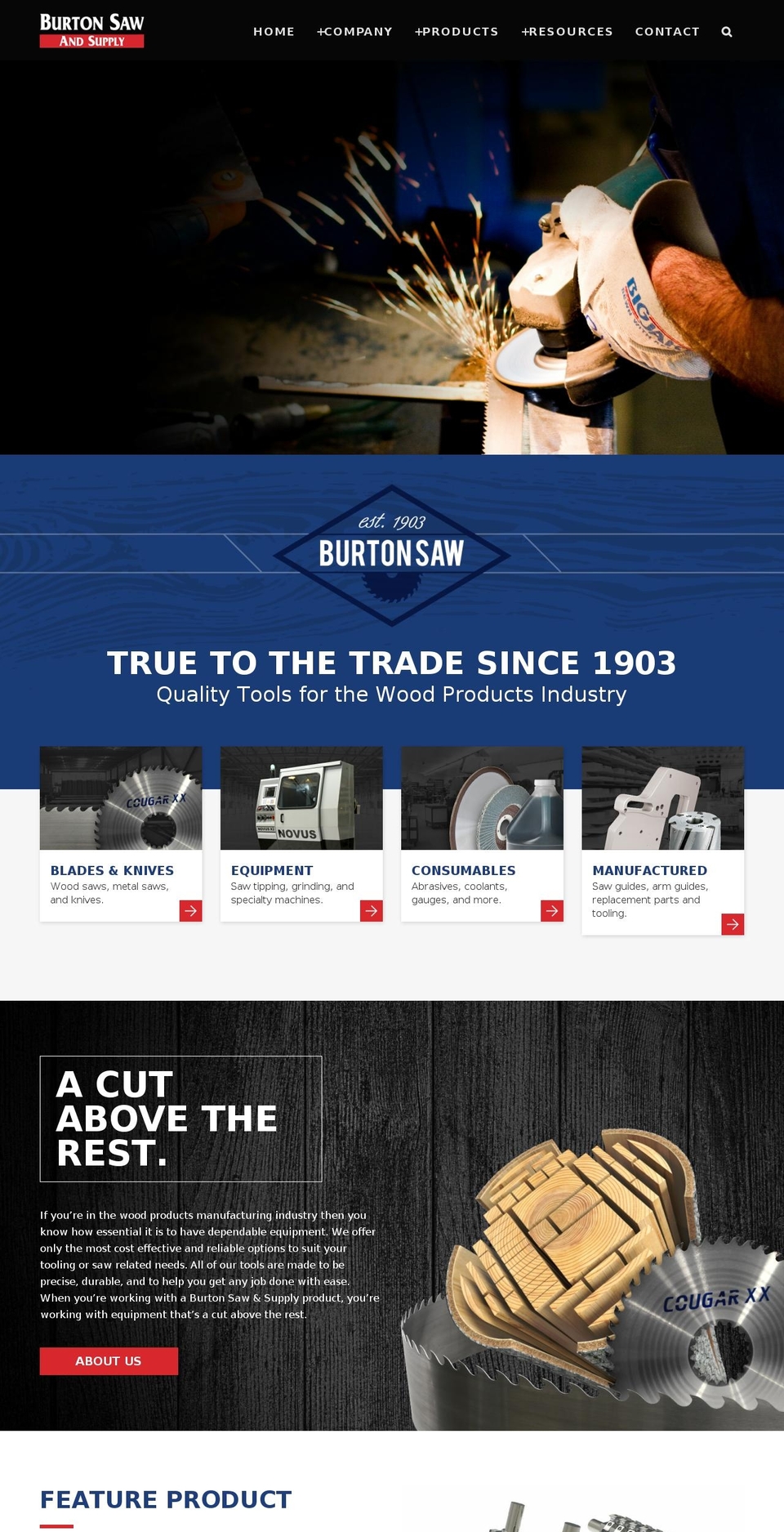 burtonsaw.com shopify website screenshot