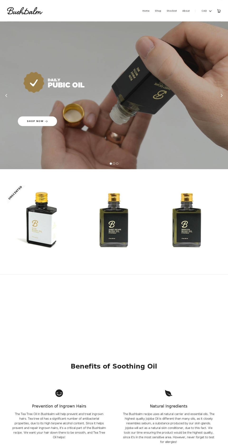bushbalm.com shopify website screenshot