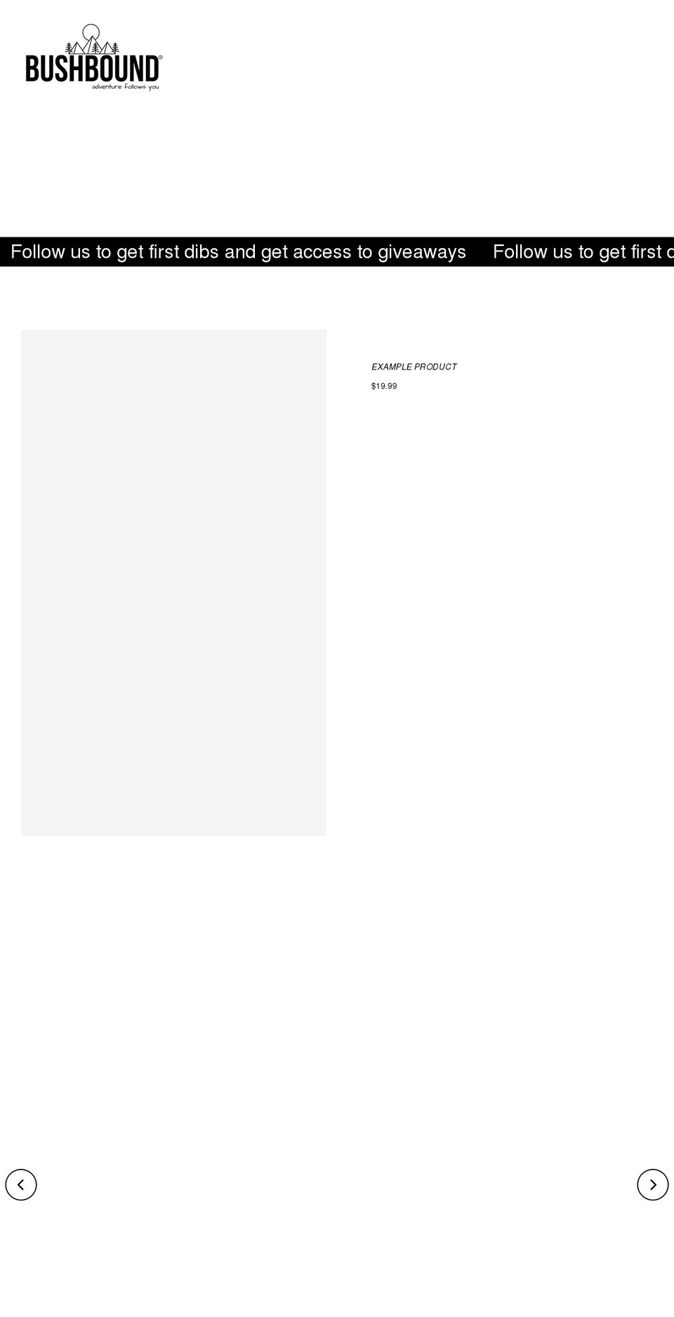 bushbound.com shopify website screenshot