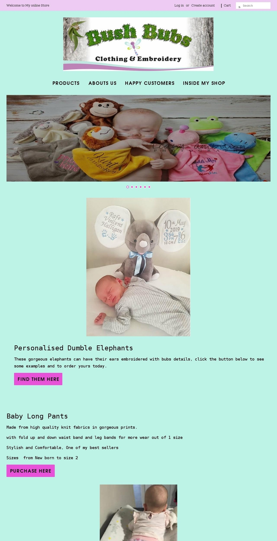 bushbubsclothingandembroidery.com shopify website screenshot