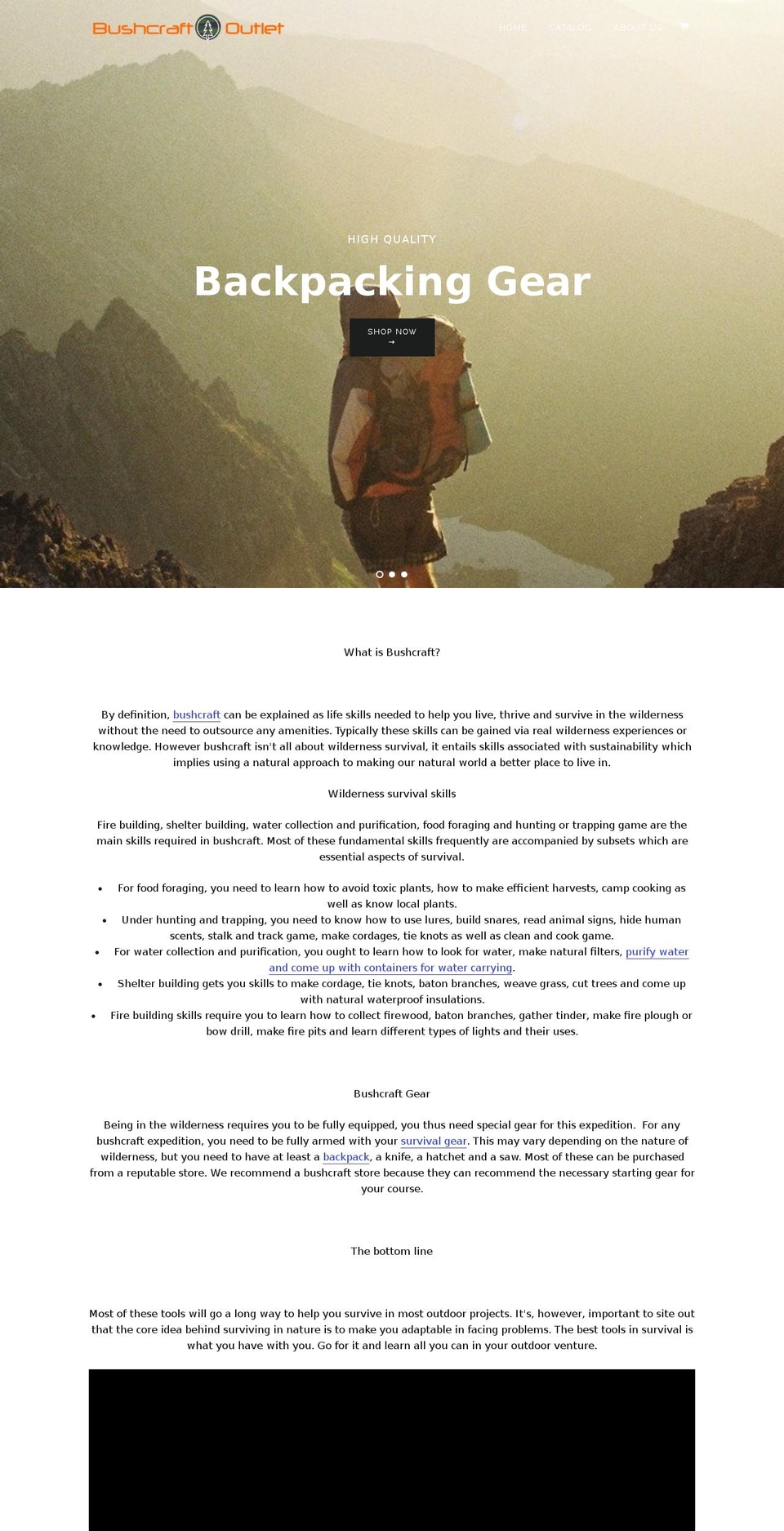 bushcraftoutlet.com — Shopify storefront screenshot