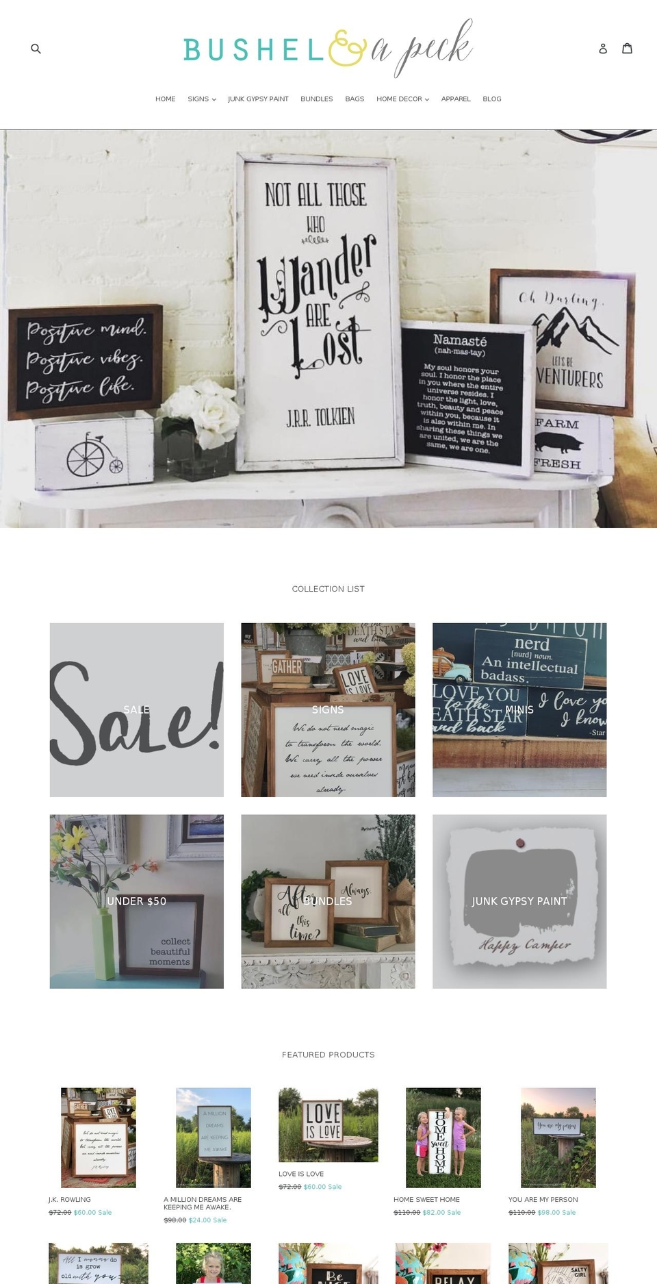 bushelandapeckreclaimed.com shopify website screenshot