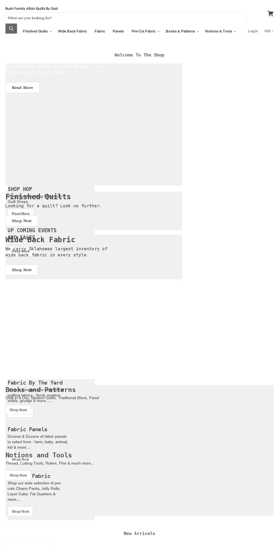 bushfamilyaffair.com shopify website screenshot