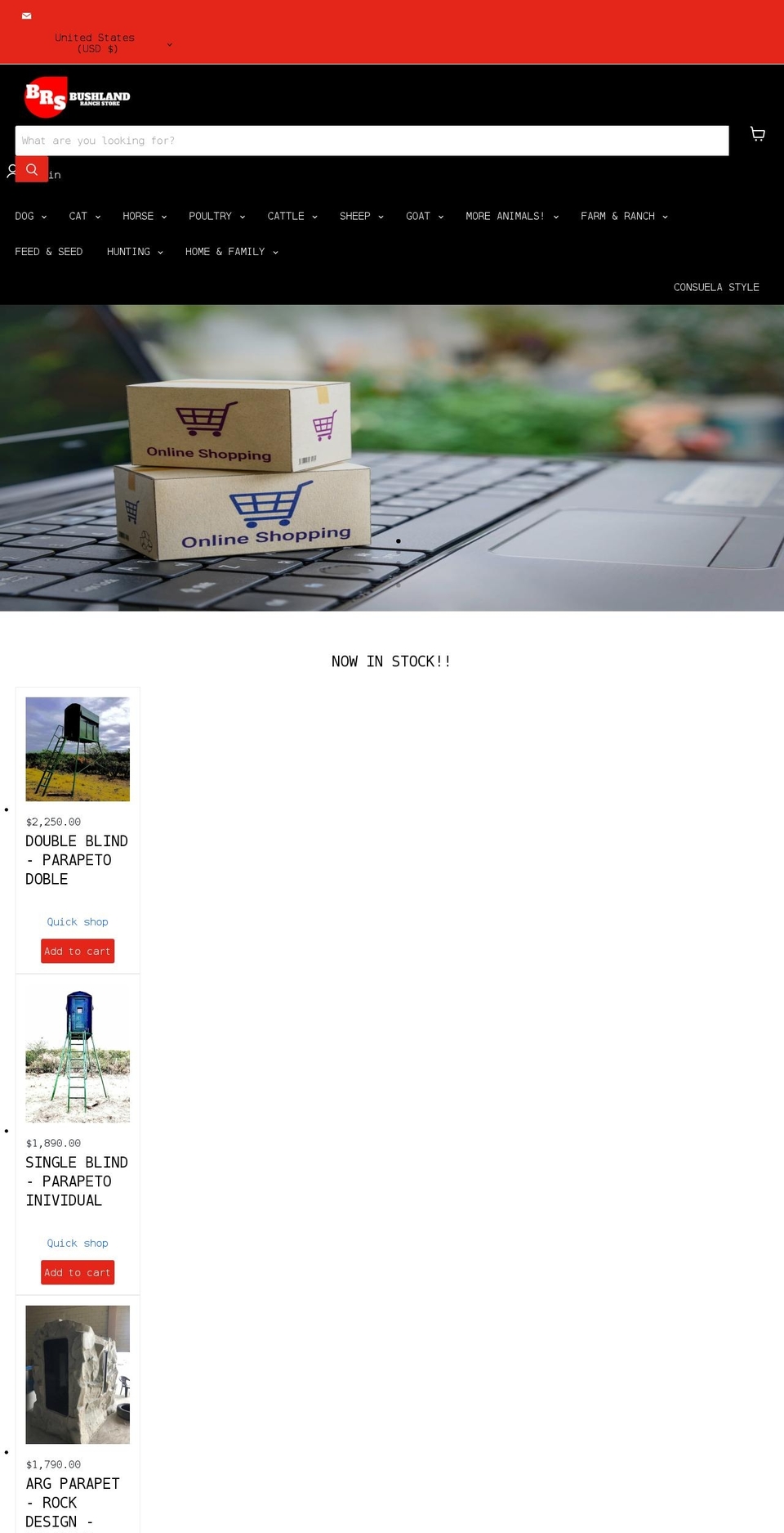 bushlandstore.com shopify website screenshot