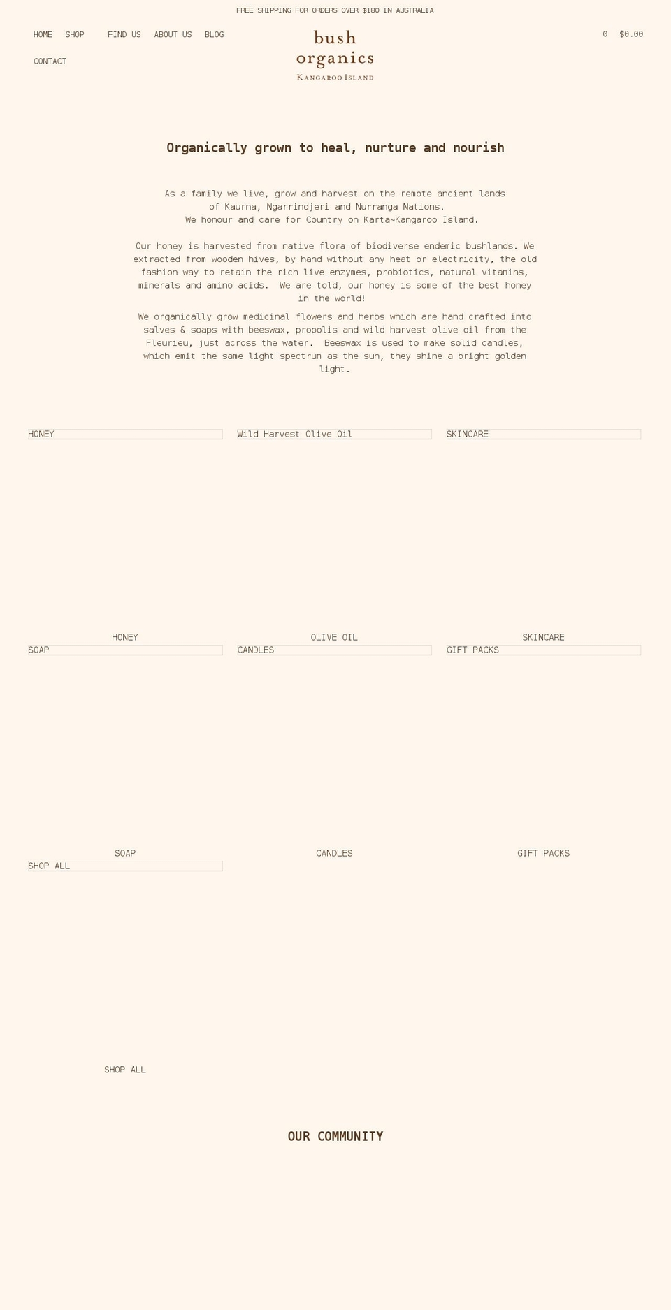 bushorganics.com.au shopify website screenshot