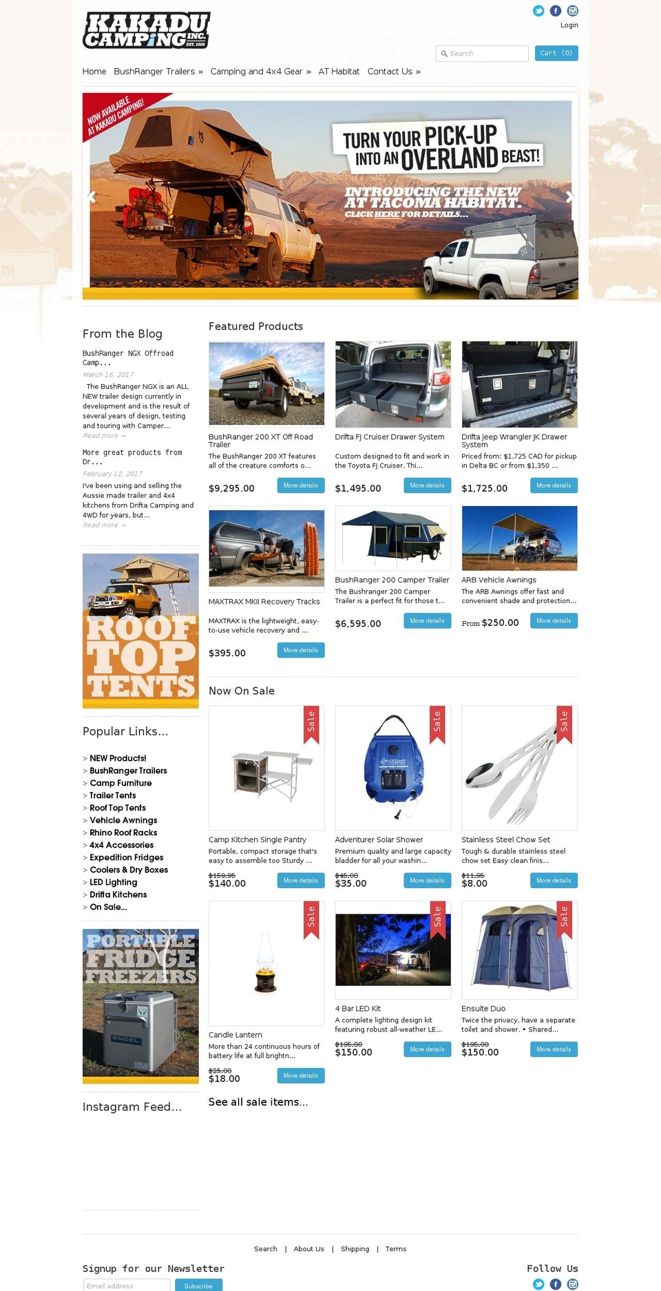 bushrangercamping.com shopify website screenshot