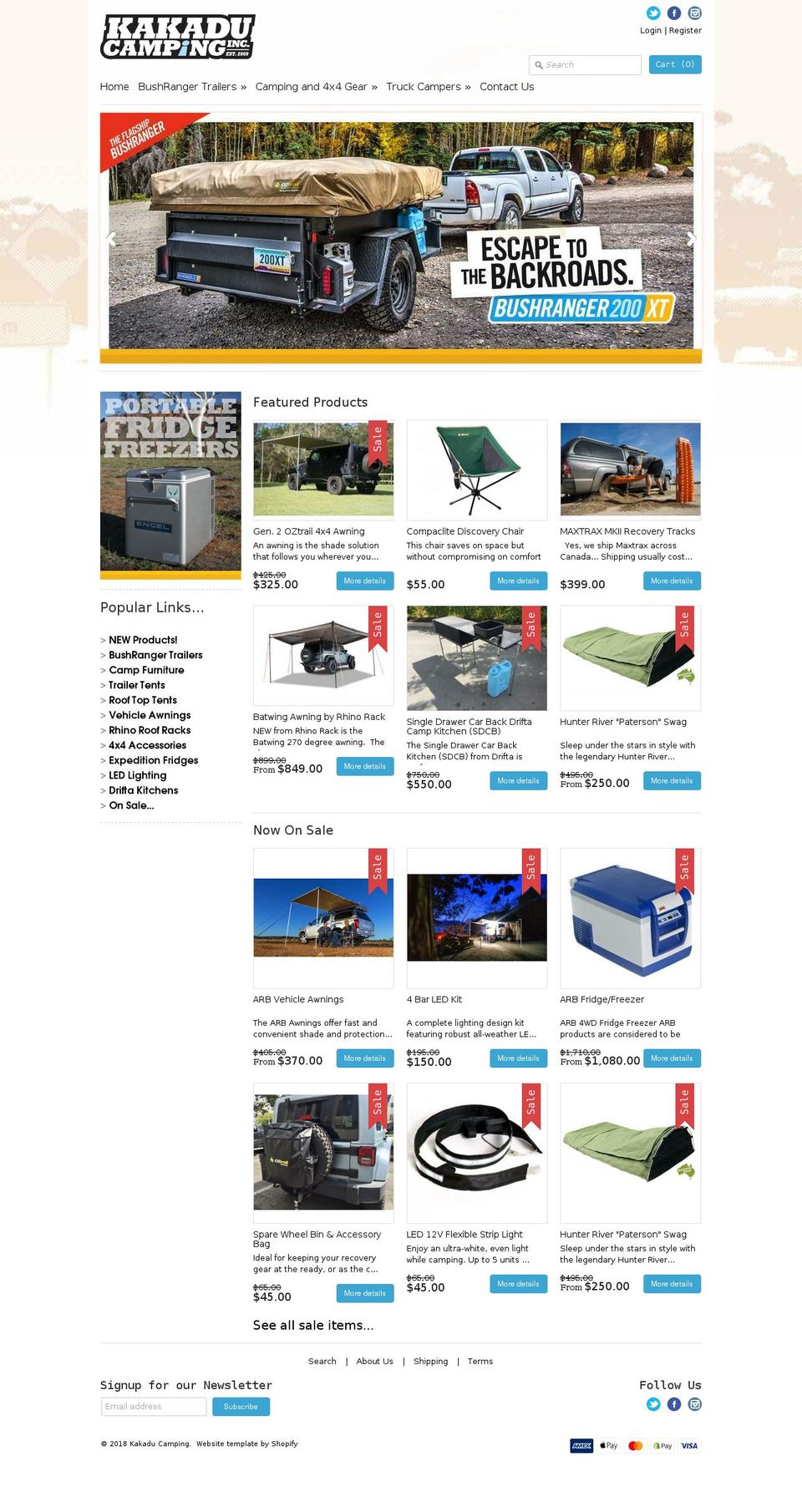 bushrangertrailers.com — Shopify storefront screenshot
